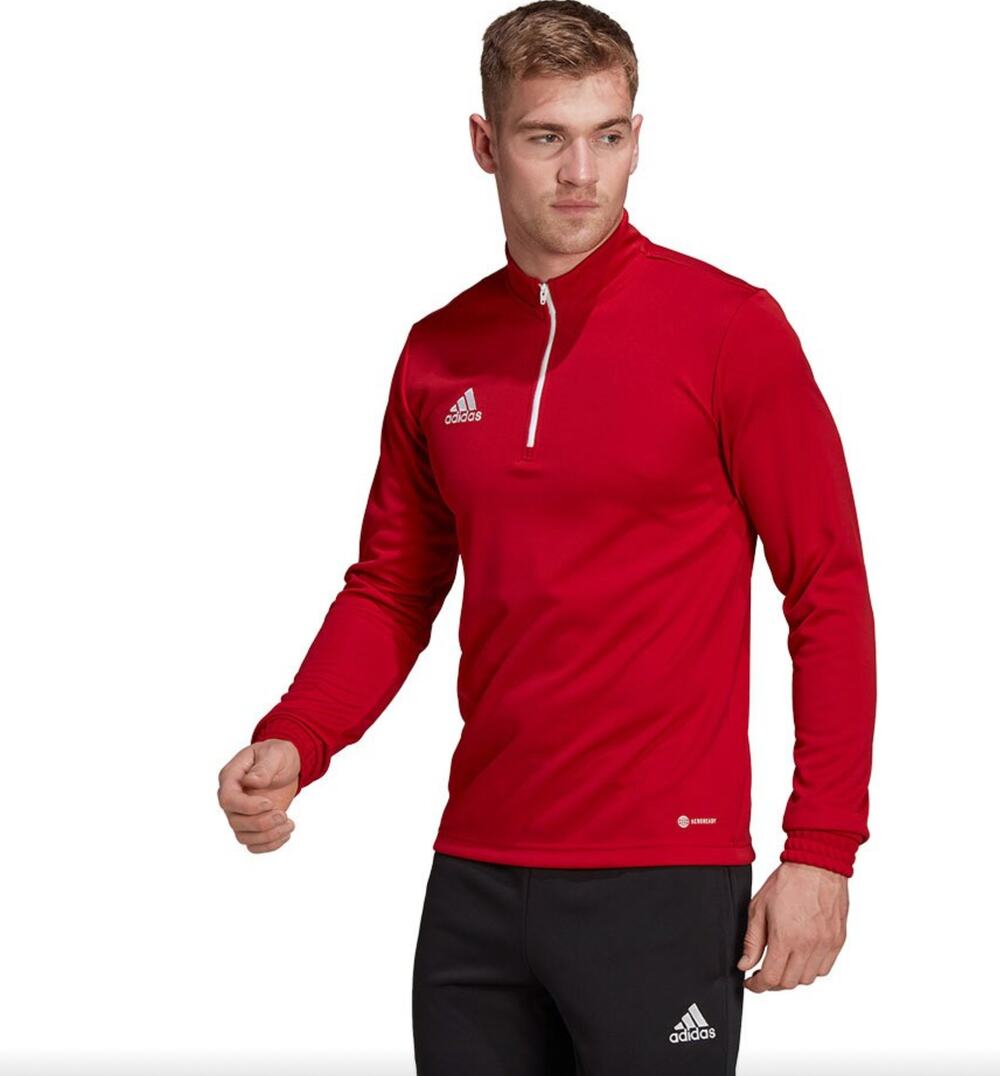 Adidas Entrada 22 Training Top Mens Small Red White 1/4 Zip Athletic Aeroready